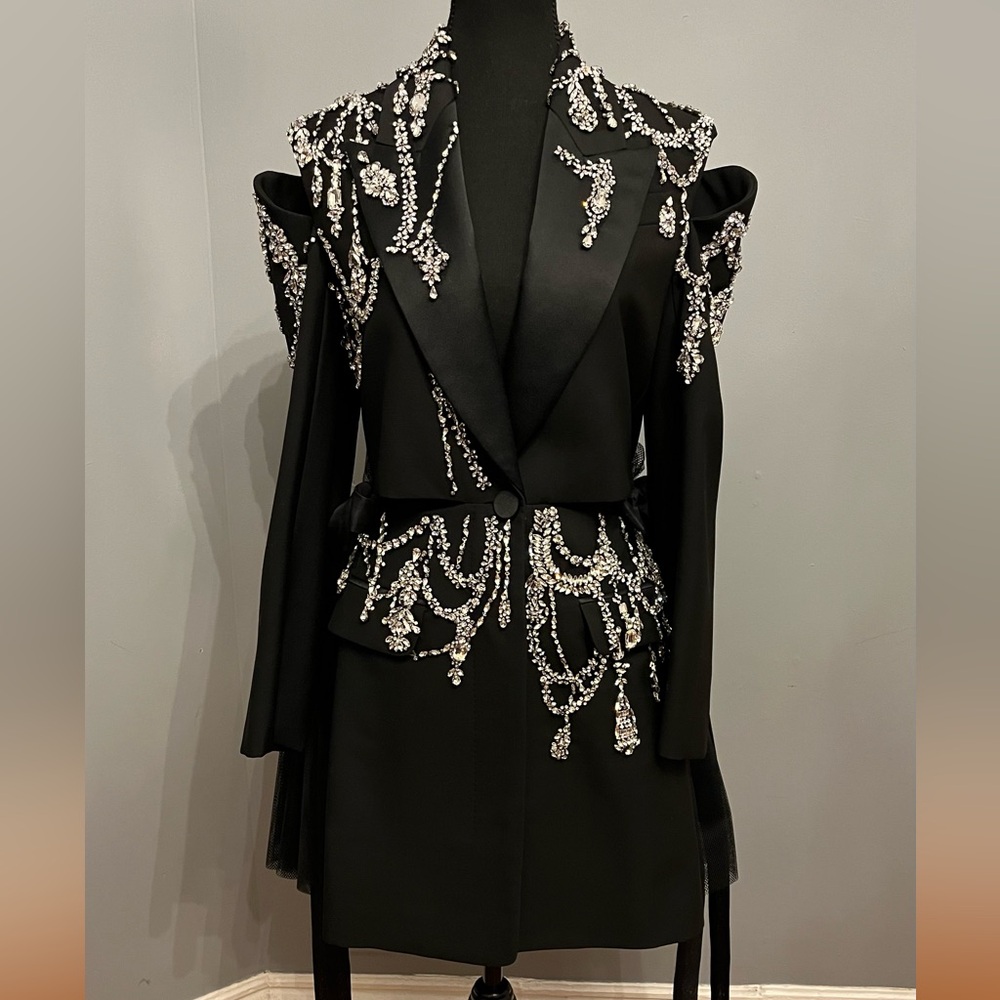 ASO Lady Gaga Alexander McQueen SS22 Embellished Hybrid Jacket/Dress, sz IT40 - Picture 5 of 16